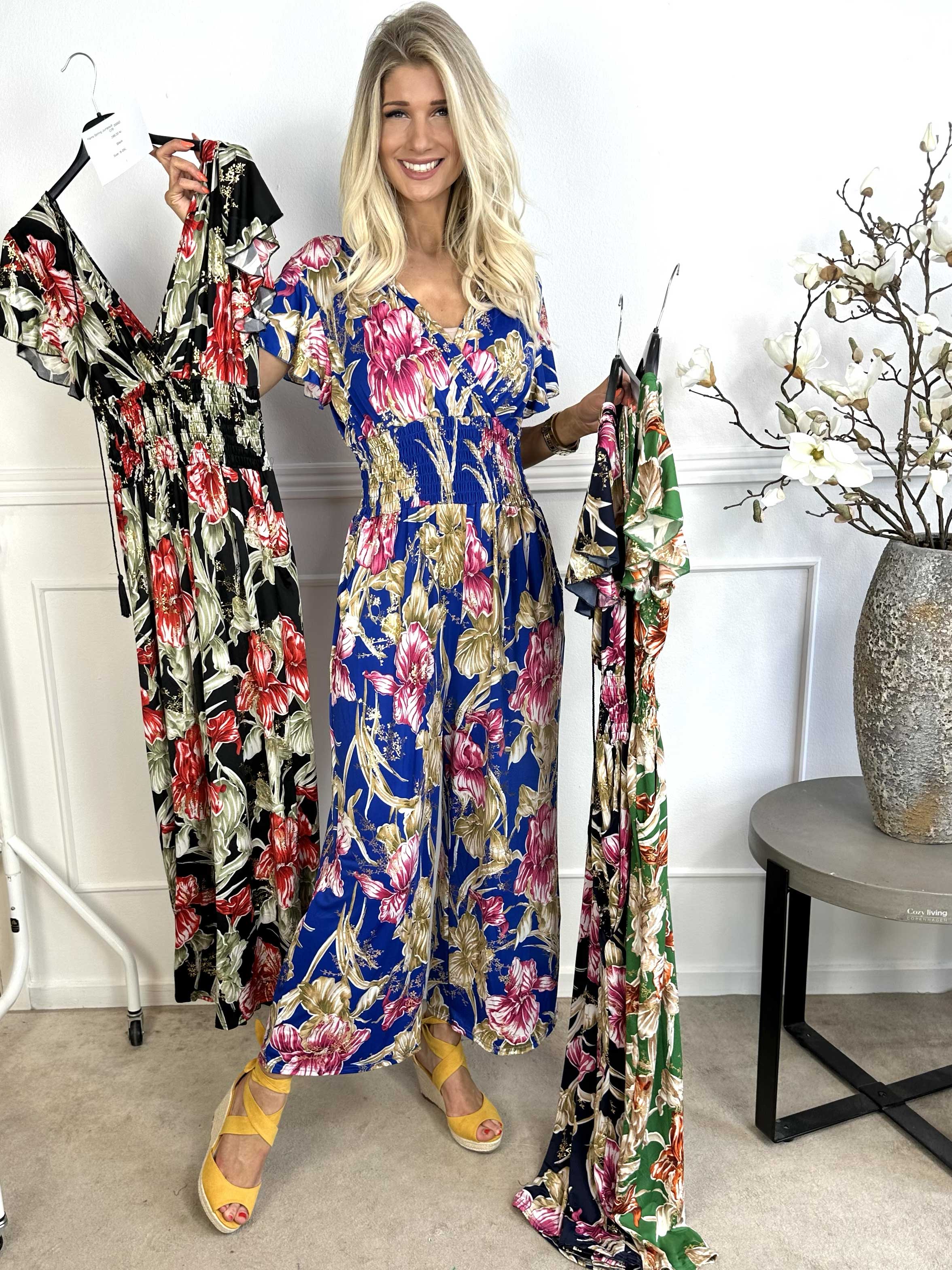 Pams Spring Jumpsuit O/B - Blomstret elastisk buksedragt